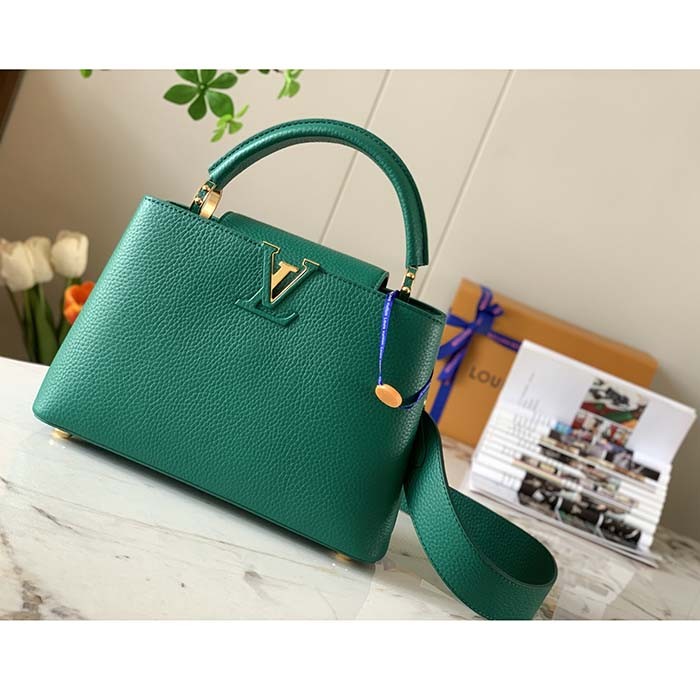 Louis Vuitton LV Women Capucines BB Handbag Emeraude Green Taurillon Leather