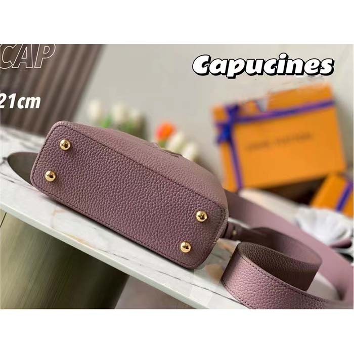 Louis Vuitton LV Women Capucines Mini Handbag Taupe Taurillon Python Leather