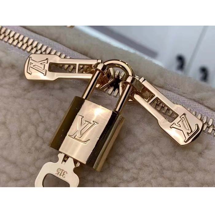 Louis Vuitton LV Women SKI Speedy Bandoulière 25 Cream/Brown Shearling Cowhide-Leather