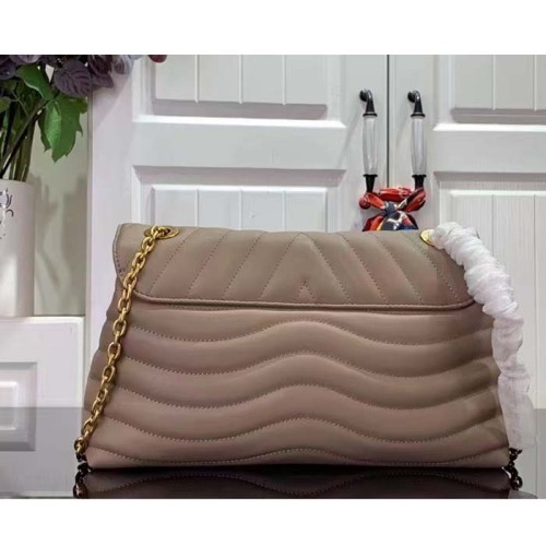 Louis Vuitton LV Women New Wave Chain Bag GM Dark Taupe Quilted Smooth Calf Leather