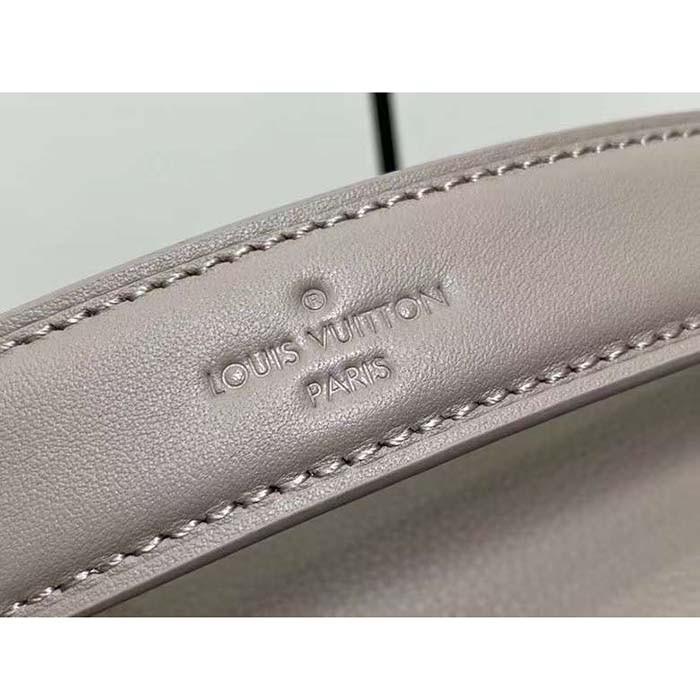 Louis Vuitton LV Women Side Trunk MM Handbag Taupe Grained Calf Leather M25072