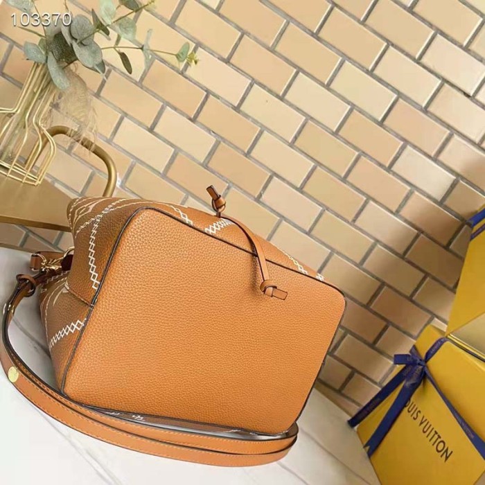 Louis Vuitton LV Women NéoNoé MM Bucket Bag Orange Embroidered Embossed Grained Cowhide
