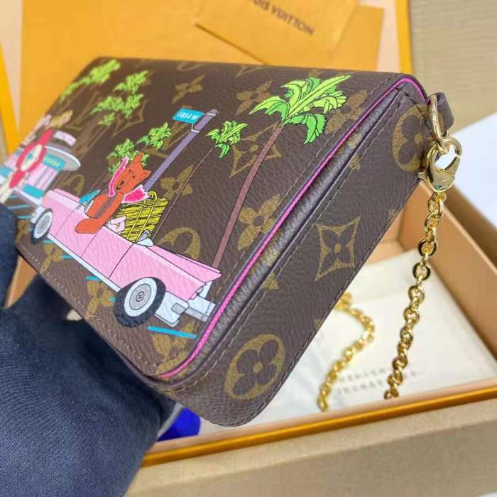 Louis Vuitton LV Women Félicie Pochette Fuchsia Pink Monogram Coated Canvas