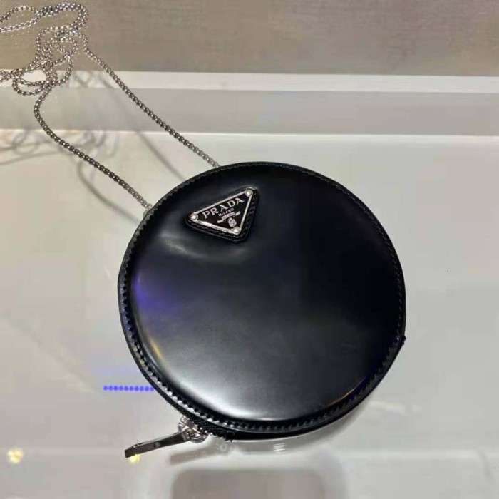 Prada Women Brushed Leather Mini-Pouch-Black