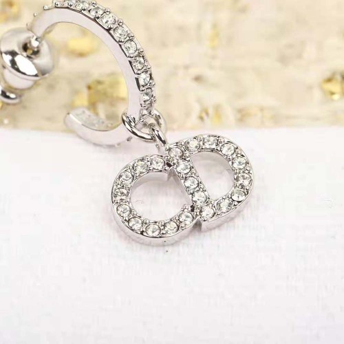 Dior Women Clair D Lune Earrings Silver-Finish Metal and Silver-Tone Crystals