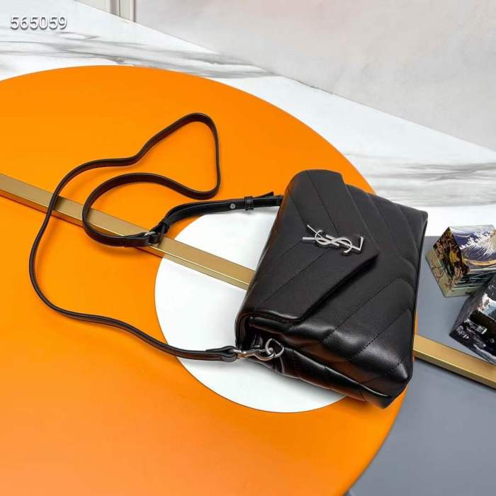 Saint Laurent YSL Women Toy Loulou Quilted Leather Black Calfskin Leather Silver