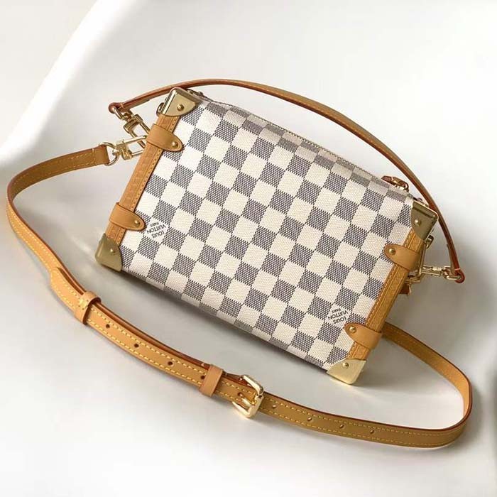 Louis Vuitton LV Women Side Trunk MM Handbag Celeste Blue Calfskin N40712