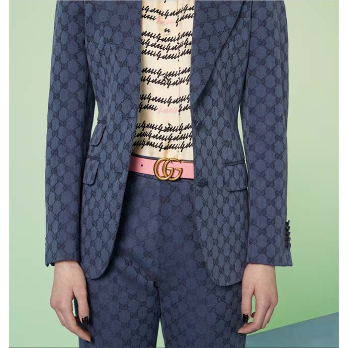 Gucci Unisex GG Marmont Reversible Belt Double G Buckle 3 CM Width Beige Leather