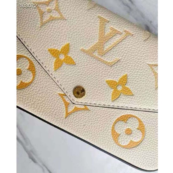 Louis Vuitton Women Félicie Pochette Cream Saffron Monogram Empreinte Embossed Supple Grained Cowhide
