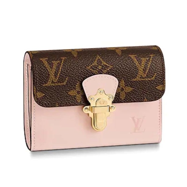 Louis Vuitton LV Women Cherrywood Compact Wallet Monogram Coated Canvas