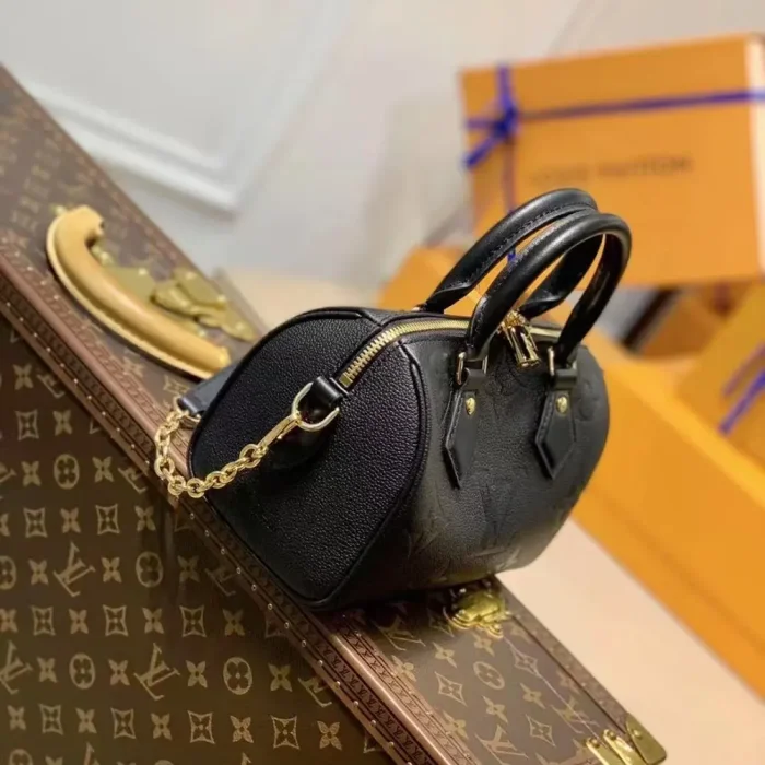 Louis Vuitton Women LV Speedy Bandoulière 20 Black Embossed Grained Cowhide Leather