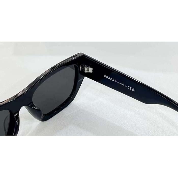 Prada Unisex Sunglasses Prada Logo Frame Compatible Graduated Lenses Black Standard Fit