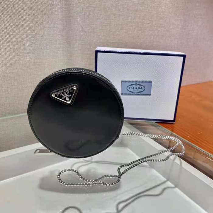 Prada Women Brushed Leather Mini-Pouch-Black