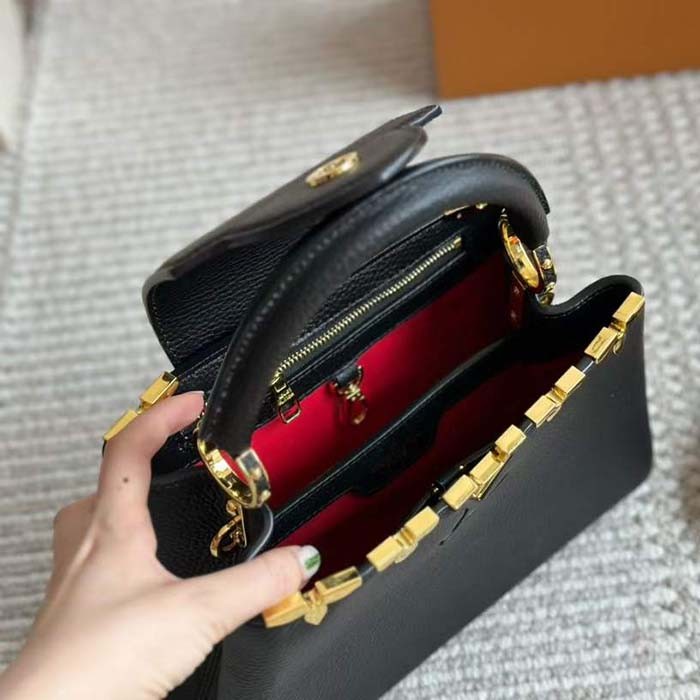 Louis Vuitton LV Women Capucines BB Black Taurillon Leather Cowhide M23263