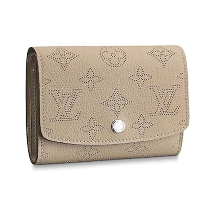 Louis Vuitton LV Women Iris Compact Wallet Mahina Perforated Calf Leather