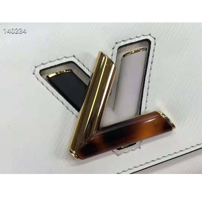 Louis Vuitton LV Women Twist MM Handbag White Epi Smooth Grained Leather