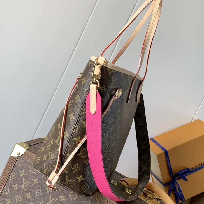 Louis Vuitton LV Women Neverfull Bandoulière Inside Out MM-Pink M12257