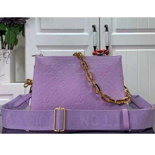 Louis Vuitton LV Women Coussin PM Handbag Light Purple Lambskin Zip Closure