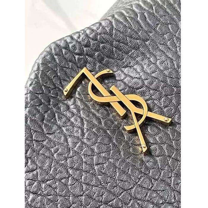 Saint Laurent YSL Women Calypso Large Grained Lambskin Black Brass