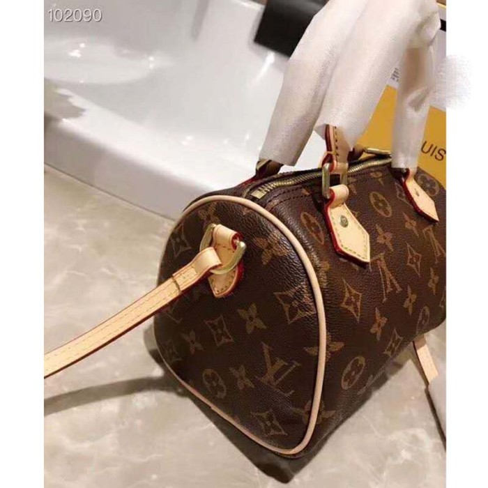 Louis Vuitton LV Women Nano Speedy Bag in Monogram Coated Canvas-Brown