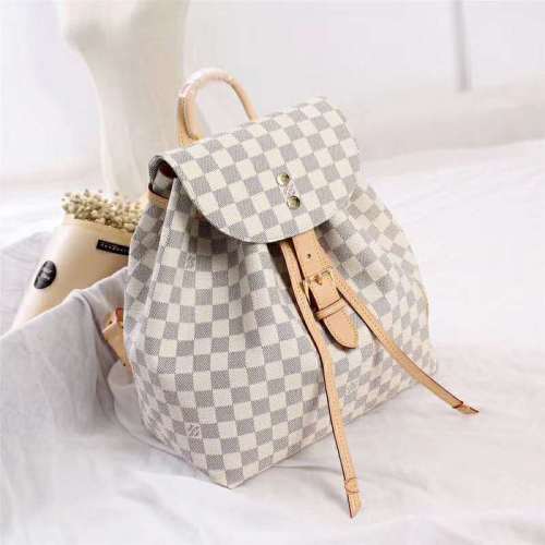 Louis Vuitton LV Women Sperone Backpack in Damier Azur Canvas-Beige