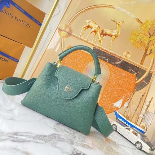 Louis Vuitton LV Women Capucines Mini Handbag Vert D'eau Green Taurillon Leather