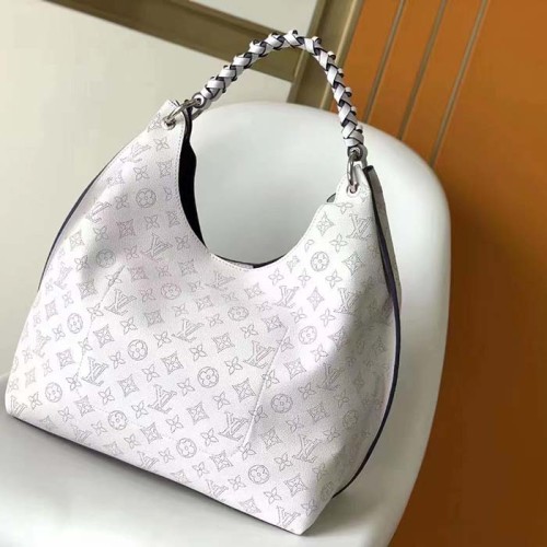 Louis Vuitton LV Women Carmel Hobo Bag White Mahina Perforated Calfskin Leather