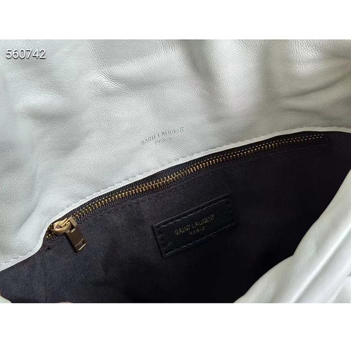 Saint Laurent YSL Women Puffer Small Nappa Leather White Lambskin