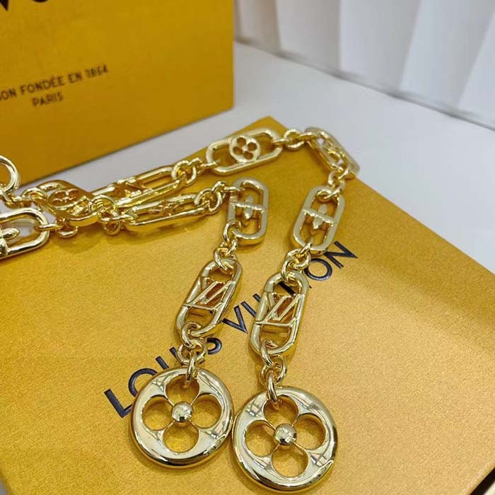 Louis Vuitton Women My LV Chain Belt Adjustable Metal Gold-Color Finish Monogram Flowers