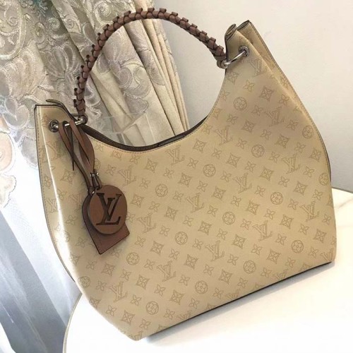 Louis Vuitton LV Women Carmel Hobo Bag Crème Beige Mahina Perforated Calf Leather