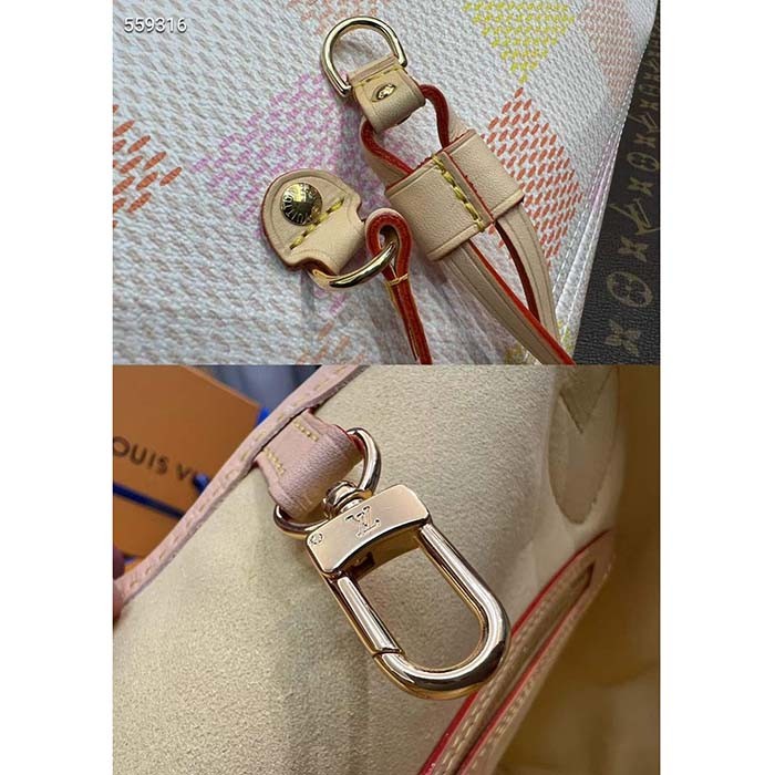 Louis Vuitton Women LV Neverfull MM Peach Damier Giant Coated Canvas N40668