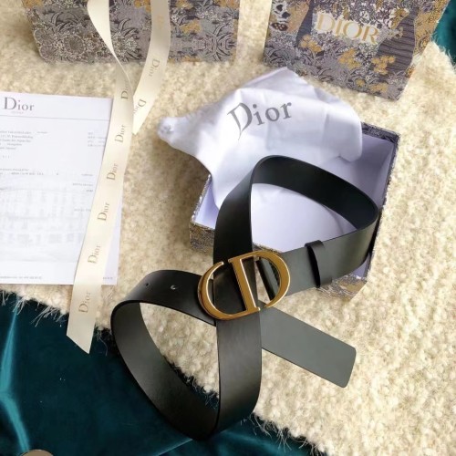 Dior CD Women 30 Montaigne Belt Black Smooth Calfskin 35 MM Width