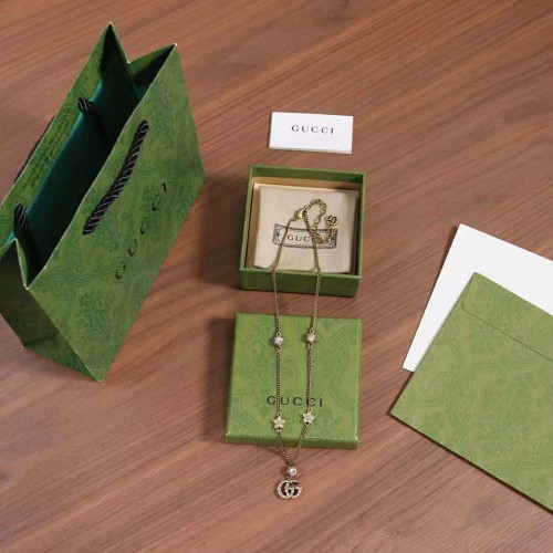 Gucci Women Double G Necklace with Crystals