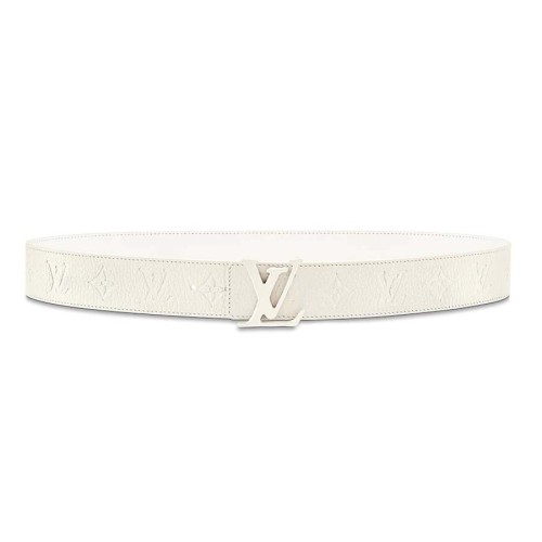 Louis Vuitton LV Unisex LV Shape 40mm Belt in Embossed White Taurillon Leather