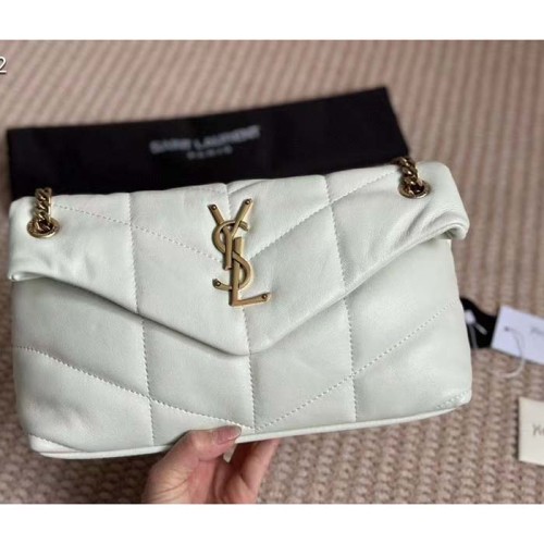 Saint Laurent YSL Women Puffer Small Nappa Leather White Lambskin