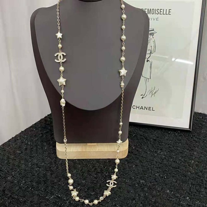 Chanel Women Long Necklace in Metal Resin Glass Pearls and Strass