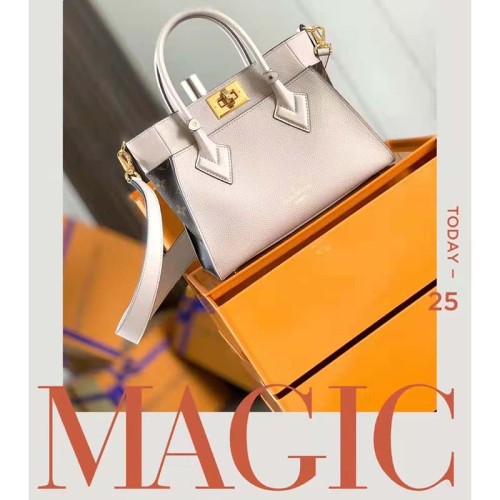 Louis Vuitton LV Women On My Side PM Handbag Greige Monogram Coated Canvas Calf