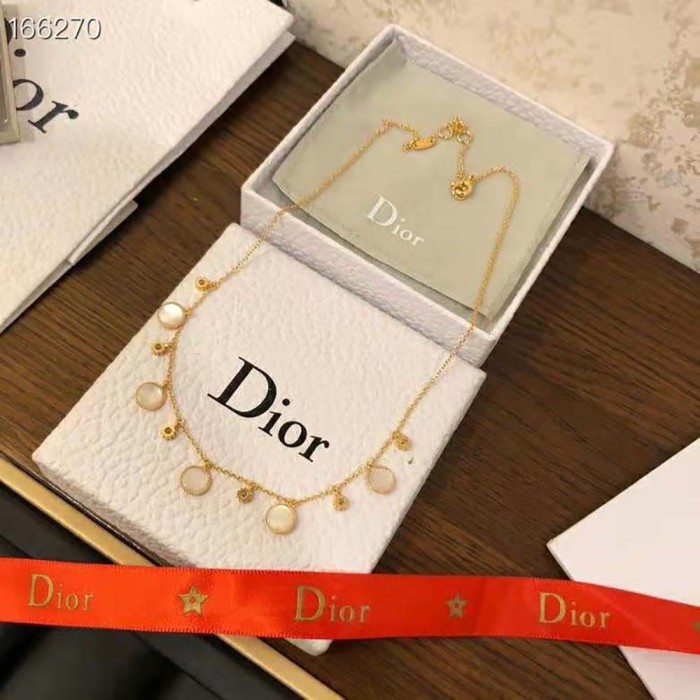 Dior Women Rose Des Vents Necklace Yellow Gold Diamonds and Mother-of-pearl