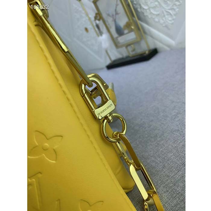 Louis Vuitton LV Women Coussin PM Handbag Acid Green Lambskin Zip Closure