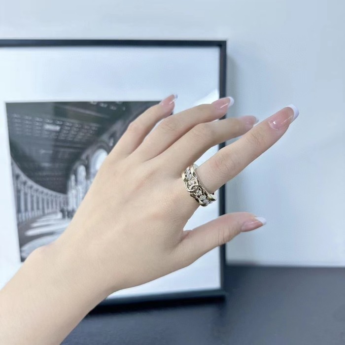 Chanel Women CC Ring Metal Strass Gold Crystal