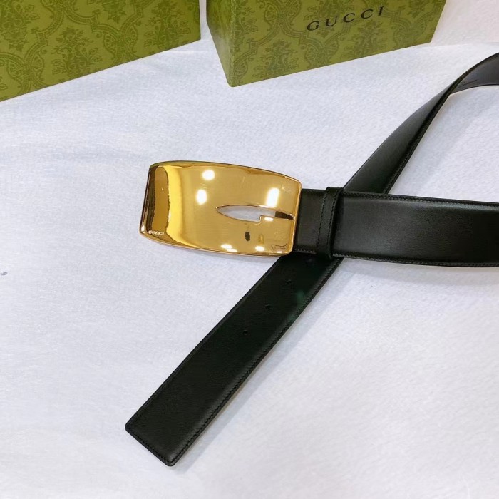 Gucci Unisex GG Wide Belt Retro G Buckle Black Patent Leather 4.8 CM Width
