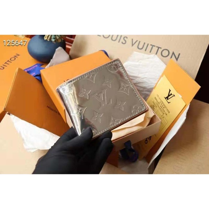 Louis Vuitton Unisex Slender Wallet Monogram Mirror Coated Canvas Monogram Flowers LVs