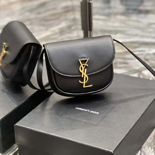 Saint Laurent YSL Women Kaia Small Satchel Smooth Calfskin Black Leather
