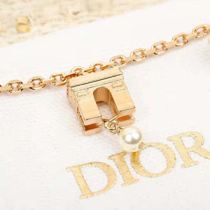 Dior Women Plan De Paris Bracelet Gold-Finish Metal and White Resin Pearls