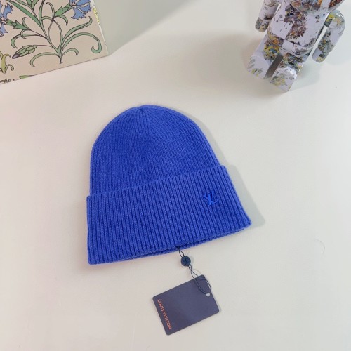 Louis Vuitton Unisex LV Ahead Beanie One Size Blue Cashmere Enamel Initials