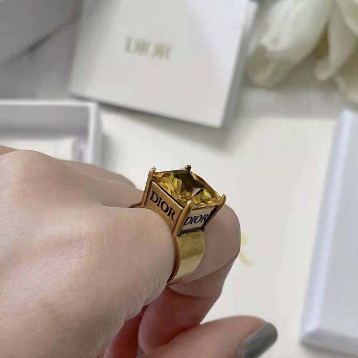 Dior Women Dio(r)evolution Ring Antique Gold-Finish Metal and Citrine