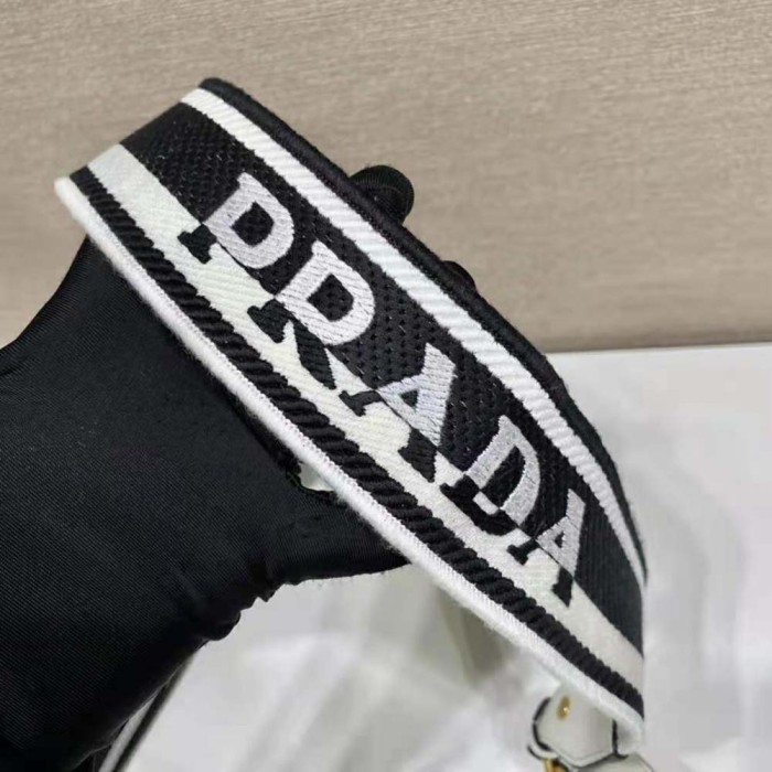 Prada Women Monochrome Saffiano and Leather Bag-White