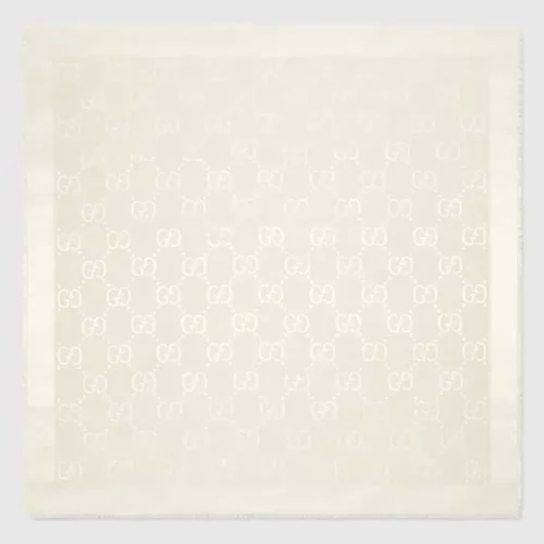 Gucci Unisex GG Jacquard Silk Wool Shawl-White 6636713GC439000