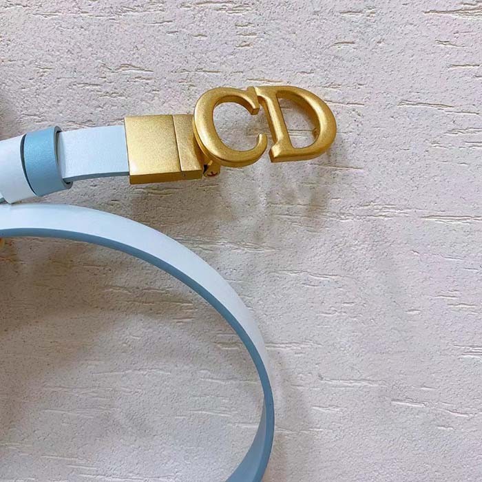 Dior CD Unisex 30 Montaigne Reversible Belt Blue White Smooth Calfskin 20 MM Width