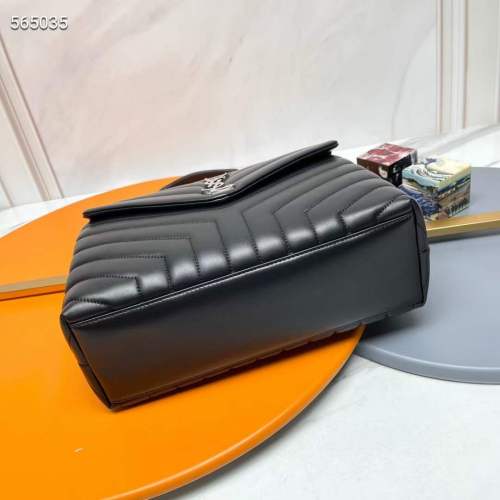 Saint Laurent YSL Women Medium Quilted Leather Black Noir Silver Calfskin Leather